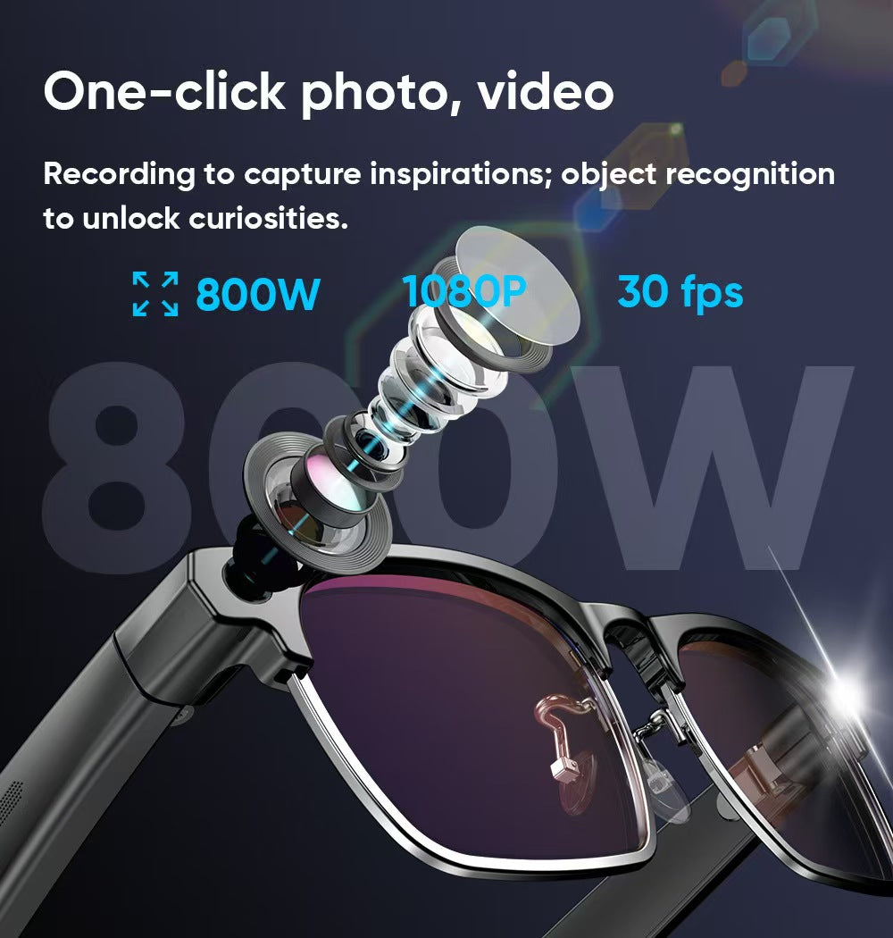 AI Smart Glasses G1, New Semi-Rimless Business Style with 8MP HD Photo/Video, Real-Time Translation & Smart Bluetooth.