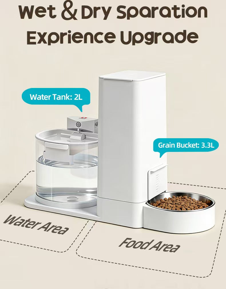 2-in-1 Cordless Automatic Feeder & Waterer with Constant Temperature, All-in-One Unit for Cats and Dogs