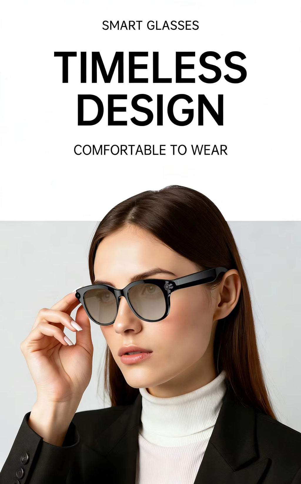 AI Smart Glasses 8MP Multifunctional HD Photo Capture Video Recording Object Recognition Call Function with Data Transmission, Model M89.