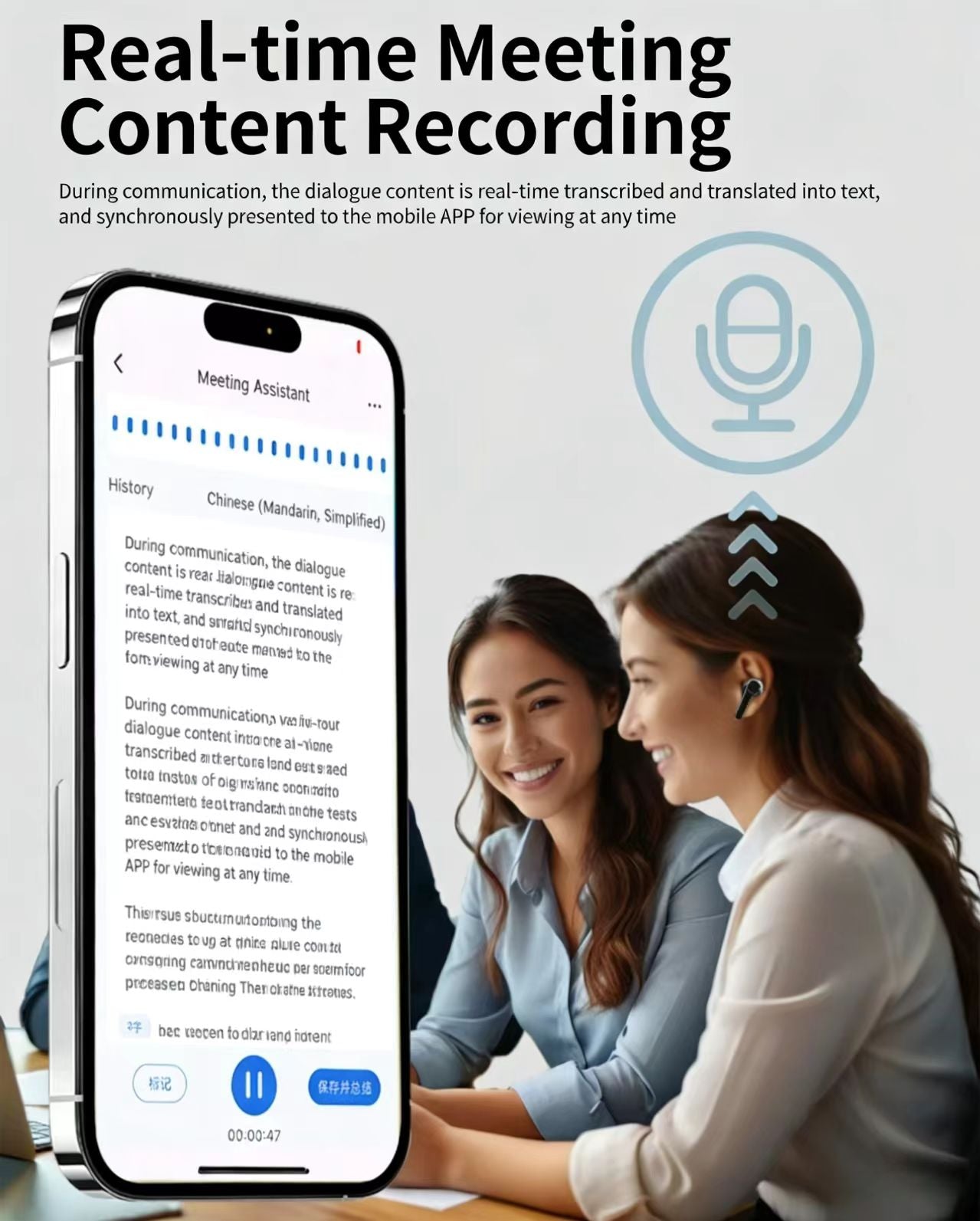 AI Smart Translation Bluetooth Earphones: Active Noise Cancellation (ANC), Supports Multilingual Real-Time Interpretation.