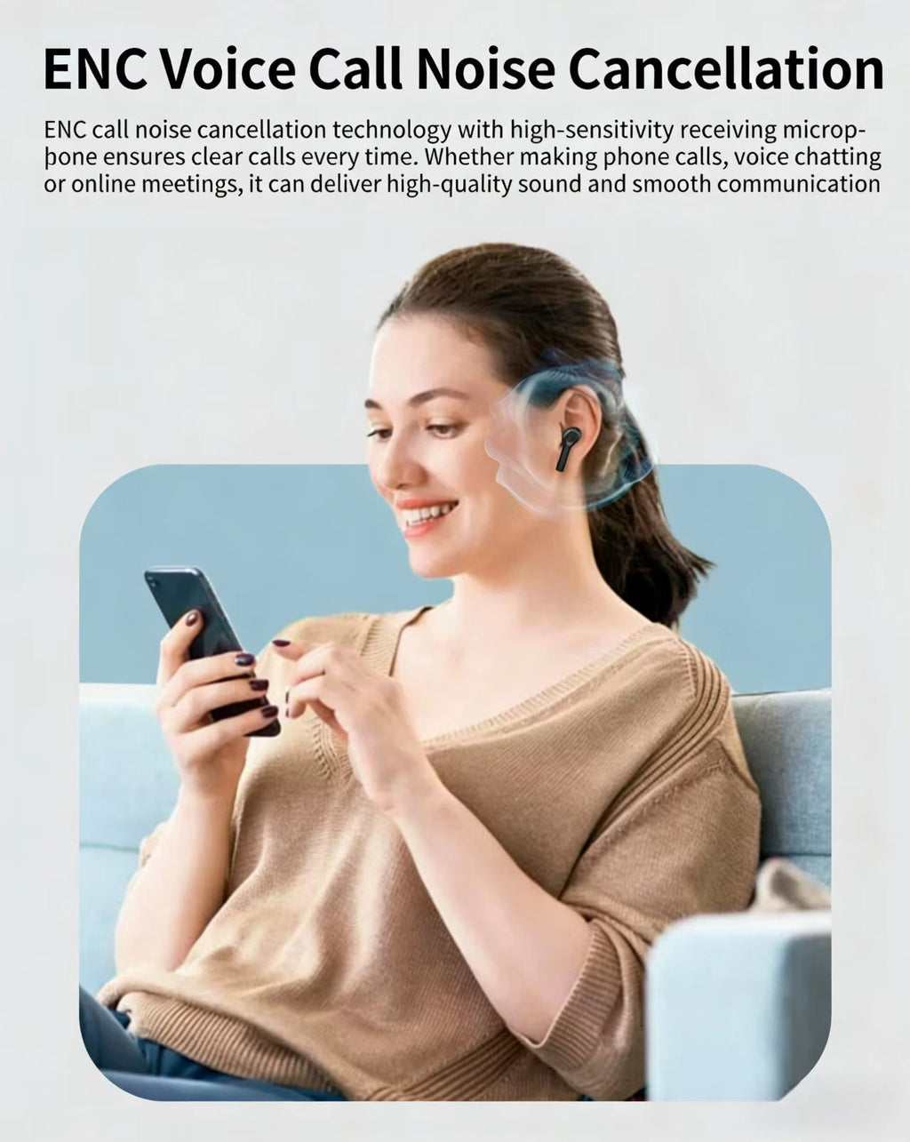 AI Smart Translation Bluetooth Earphones: Active Noise Cancellation (ANC), Supports Multilingual Real-Time Interpretation.