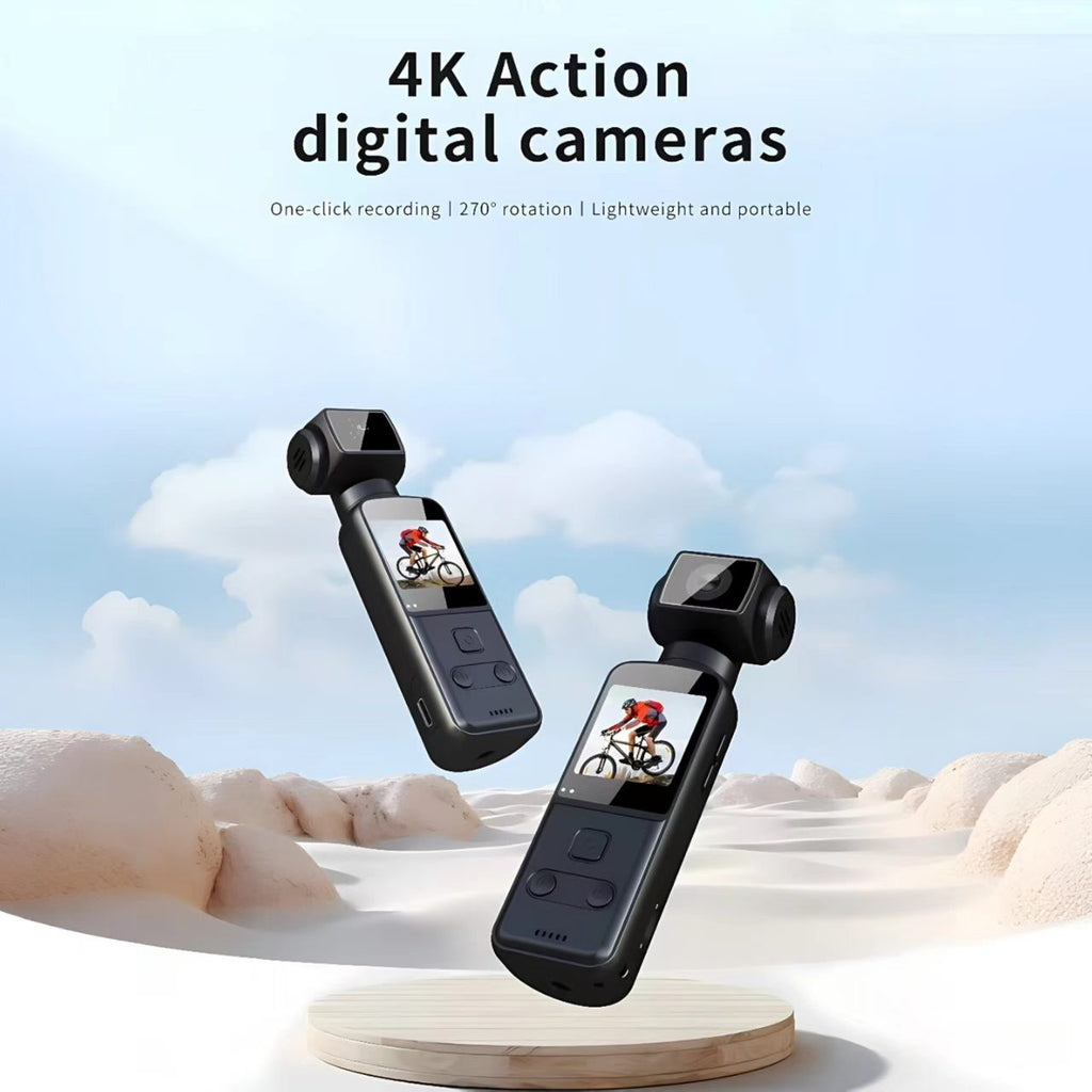 4K Ultra HD Anti-Shake Pocket Camera, Outdoor Waterproof Cycling DV with 270° Rotatable Screen for Vlogging & Action.