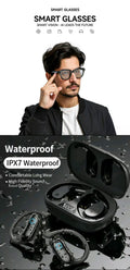 AI Smart Glasses 8MP&TWS Sports IPX7 Waterproof Bluetooth Earbuds